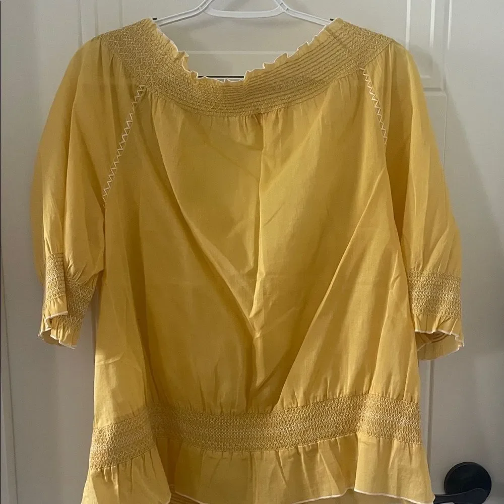 Tory Burch Yellow Smocked Blouse